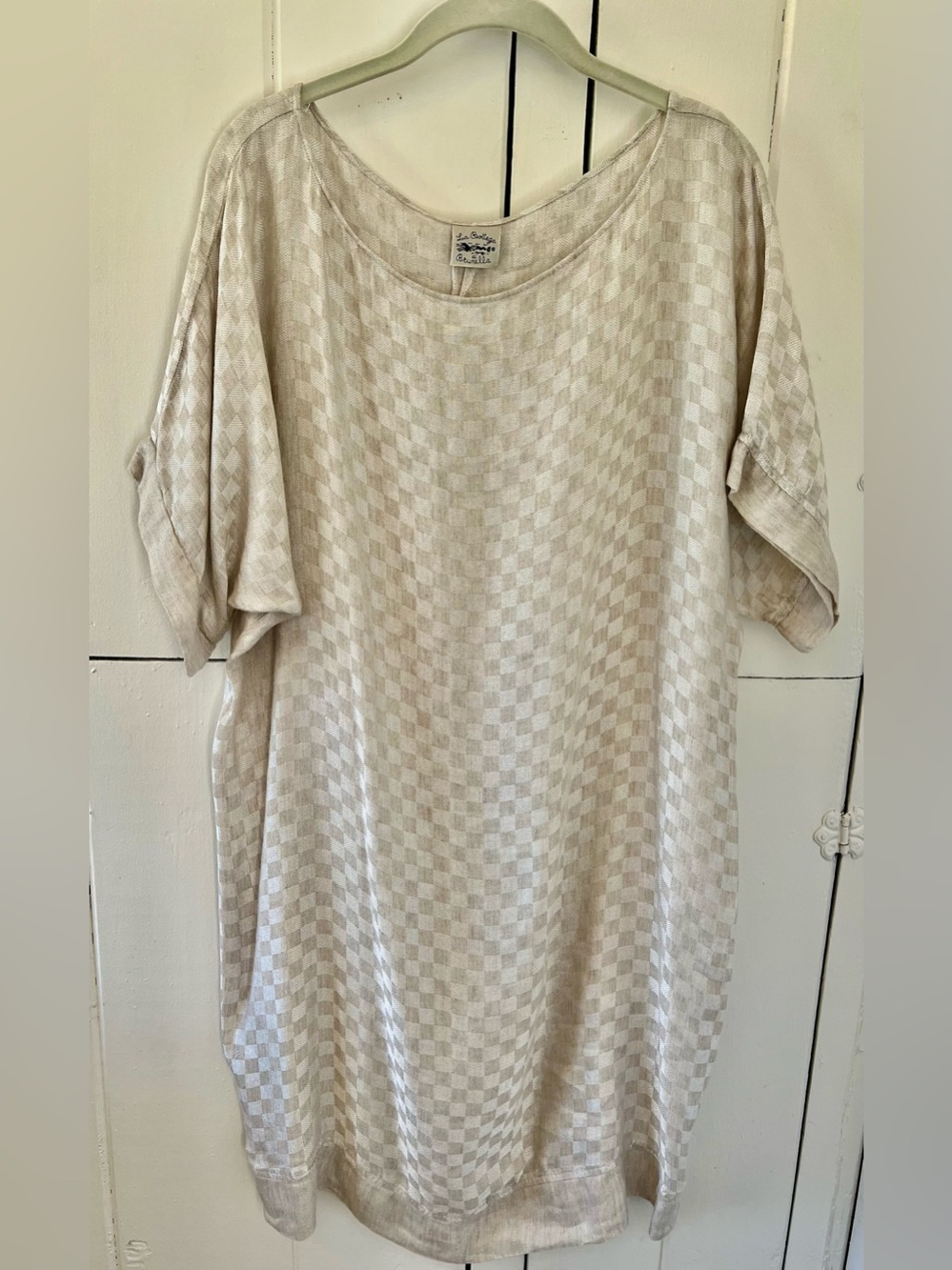 Bottega di Brunella oversized Linen Checked Beige Dresse Size 00